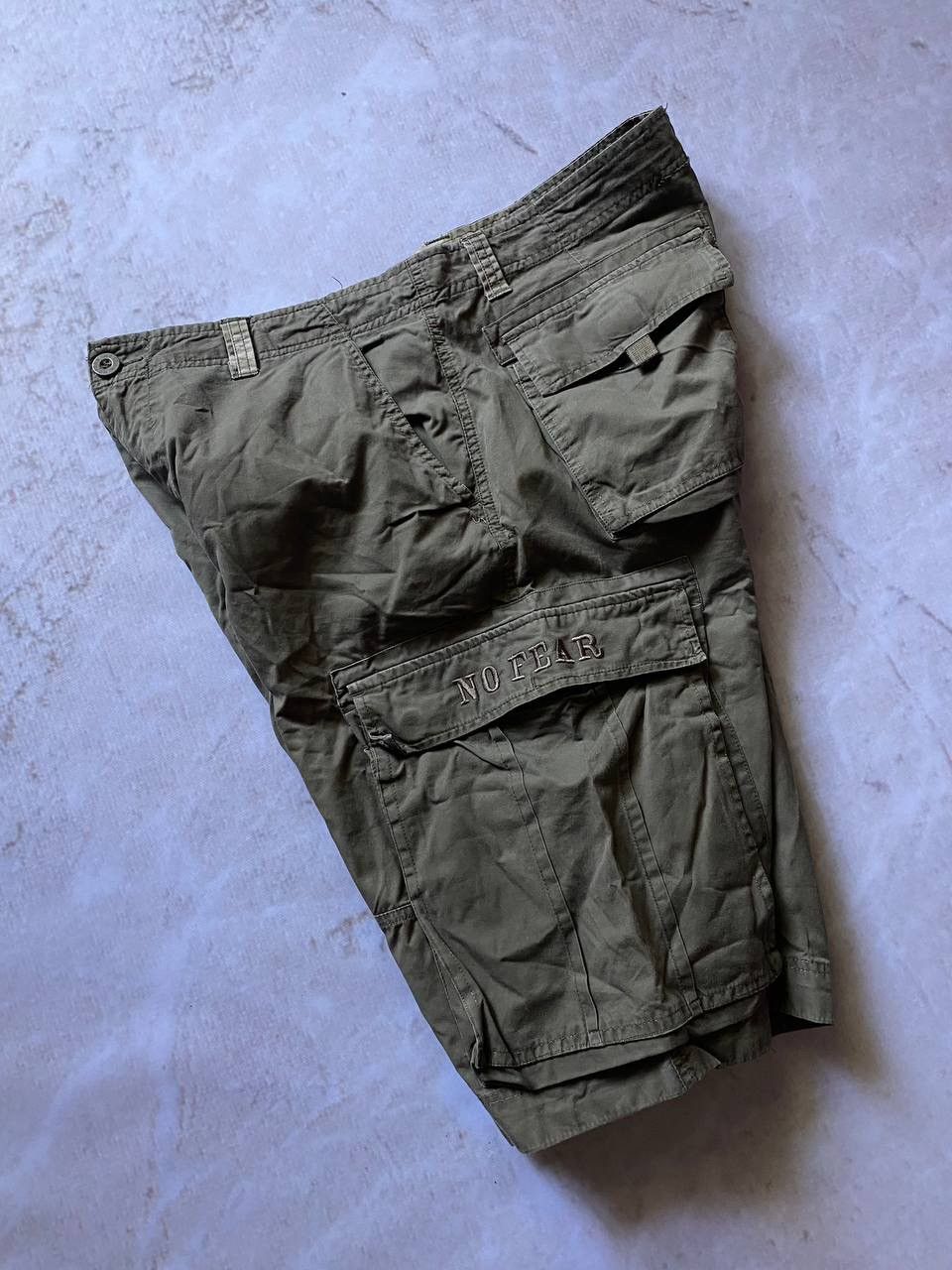Japanese Brand × No Fear × Vintage Crazy Vintage Y2k 90s Baggy Khaki No Fear Skater Cargo Shorts Size US 32 / EU 48 - 3 Thumbnail