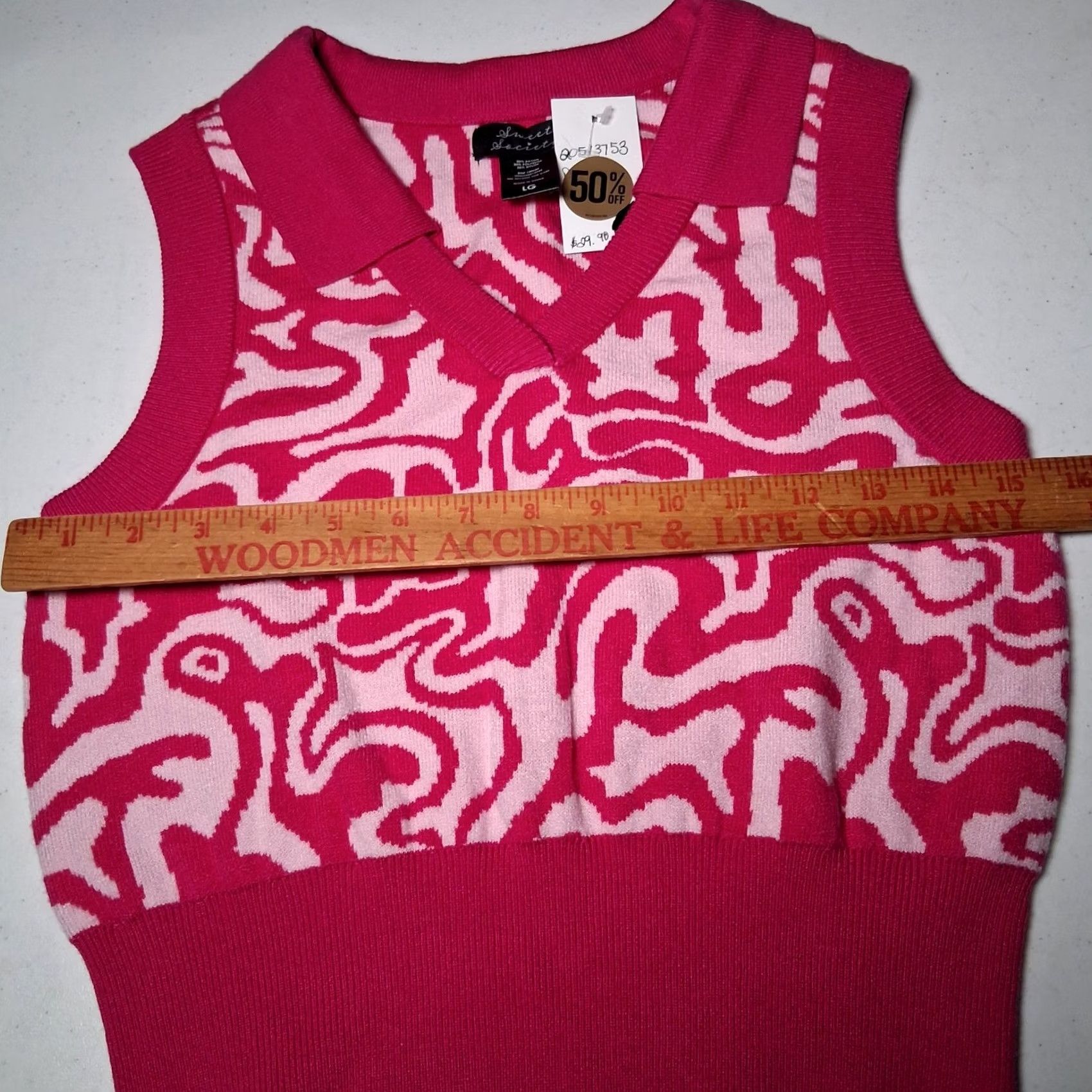 Hot Topic VINTAGE Hot Topic Sweater Vest Womens L Pink Retro Y2K Artsy Fun Academia Twee Vest Size L / US 10 / IT 46 - 3 Thumbnail