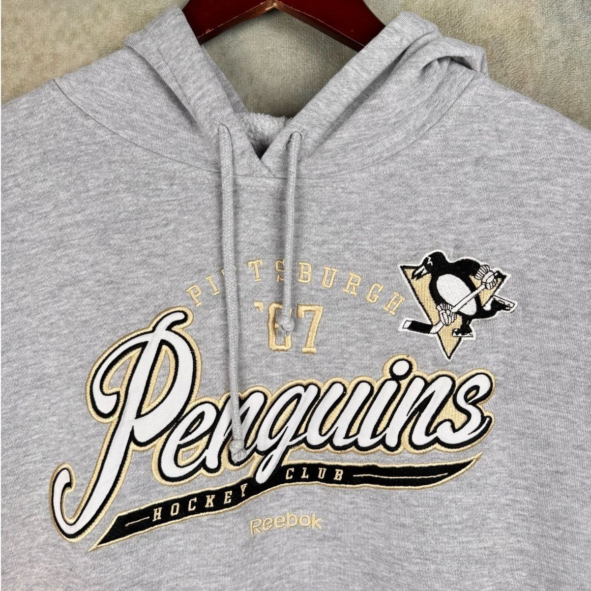 NHL × Reebok × Vintage VTG Y2K Pittsburgh Penguins Hoodie Sweatshirt L Gray NHL Size US L / EU 52-54 / 3 - 5 Thumbnail