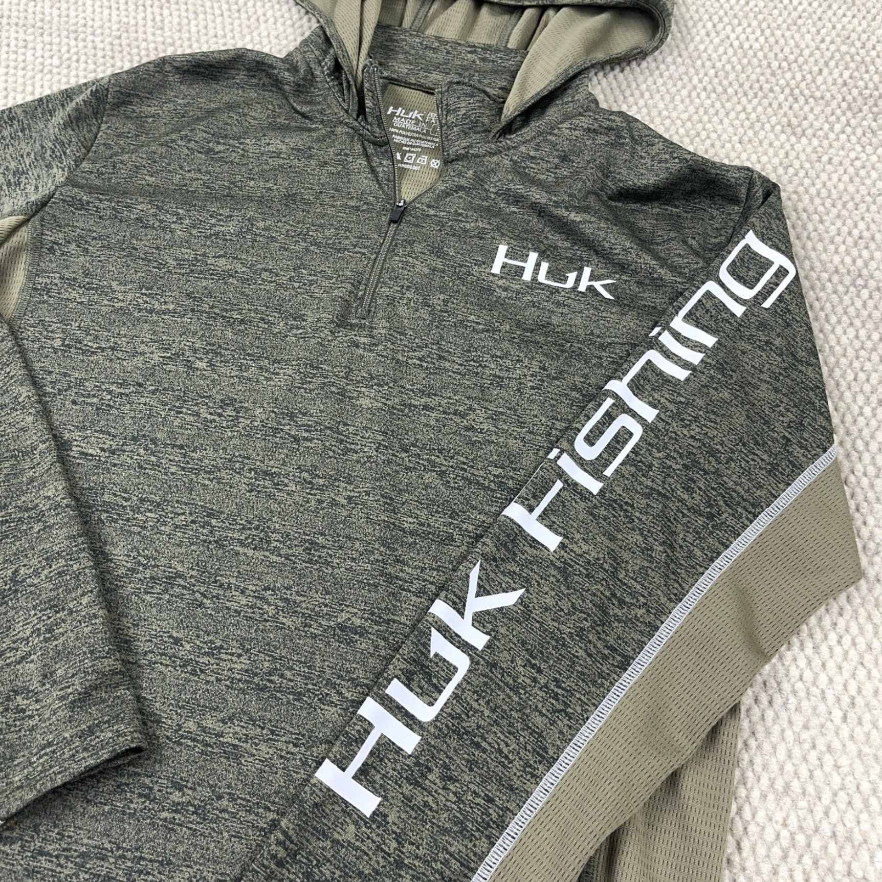 Vintage HUK Icon X Fishing Hoodie 1/4 Zip Pullover Men Lightweight Green Small Hooded Regular Size US S / EU 44-46 / 1 - 5 Thumbnail
