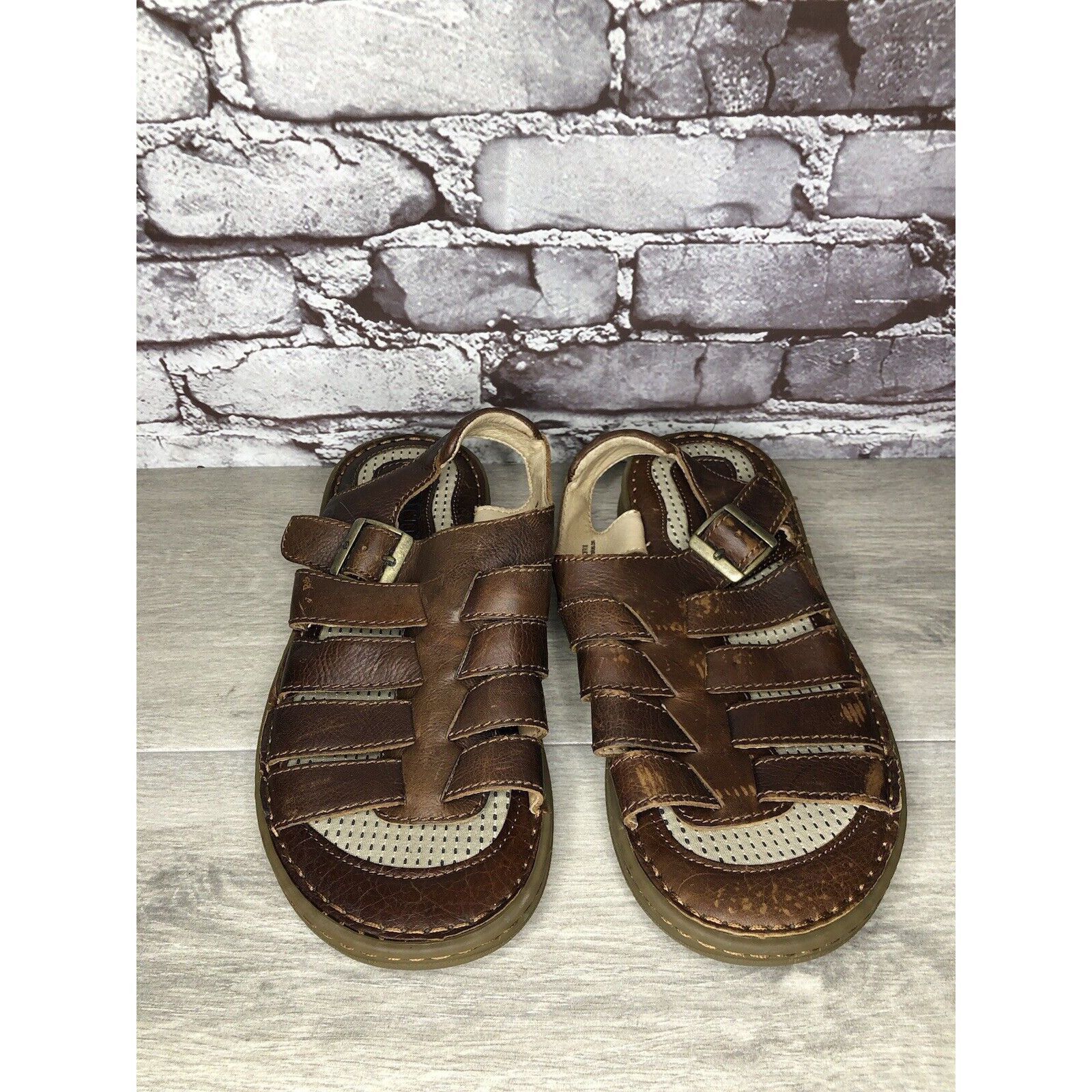 Born Born Brown Leather Fisherman Casual Adjustable Strap Sandals Size US 8 / EU 41 - 2 Thumbnail