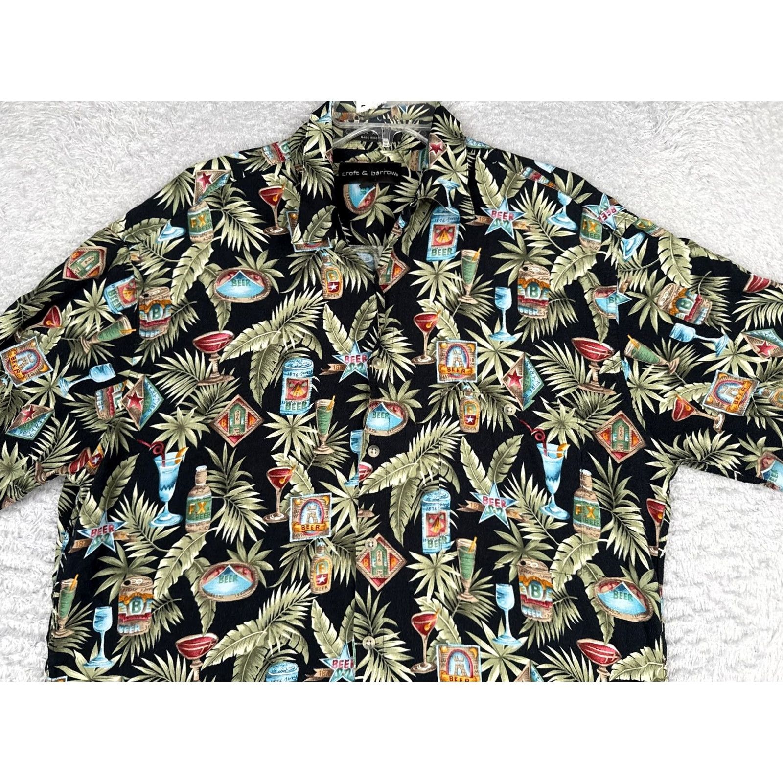 Croft & Barrow Croft & Barrow Shirt Men Large Black Tall Floral Hawaiian Button-Through Rayon Vintage No Size US L / EU 52-54 / 3 - 4 Thumbnail