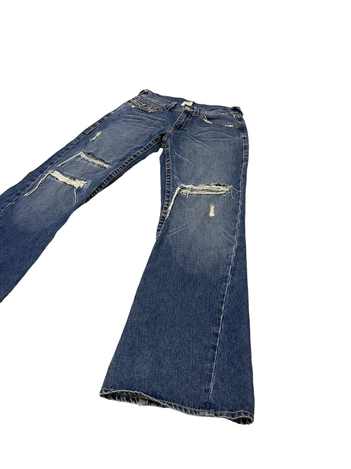 Japanese Brand Flare Jeans True Religion USA Distres Low Rise Boot Cut 7🟦1 Size US 30 / EU 46 - 3 Thumbnail