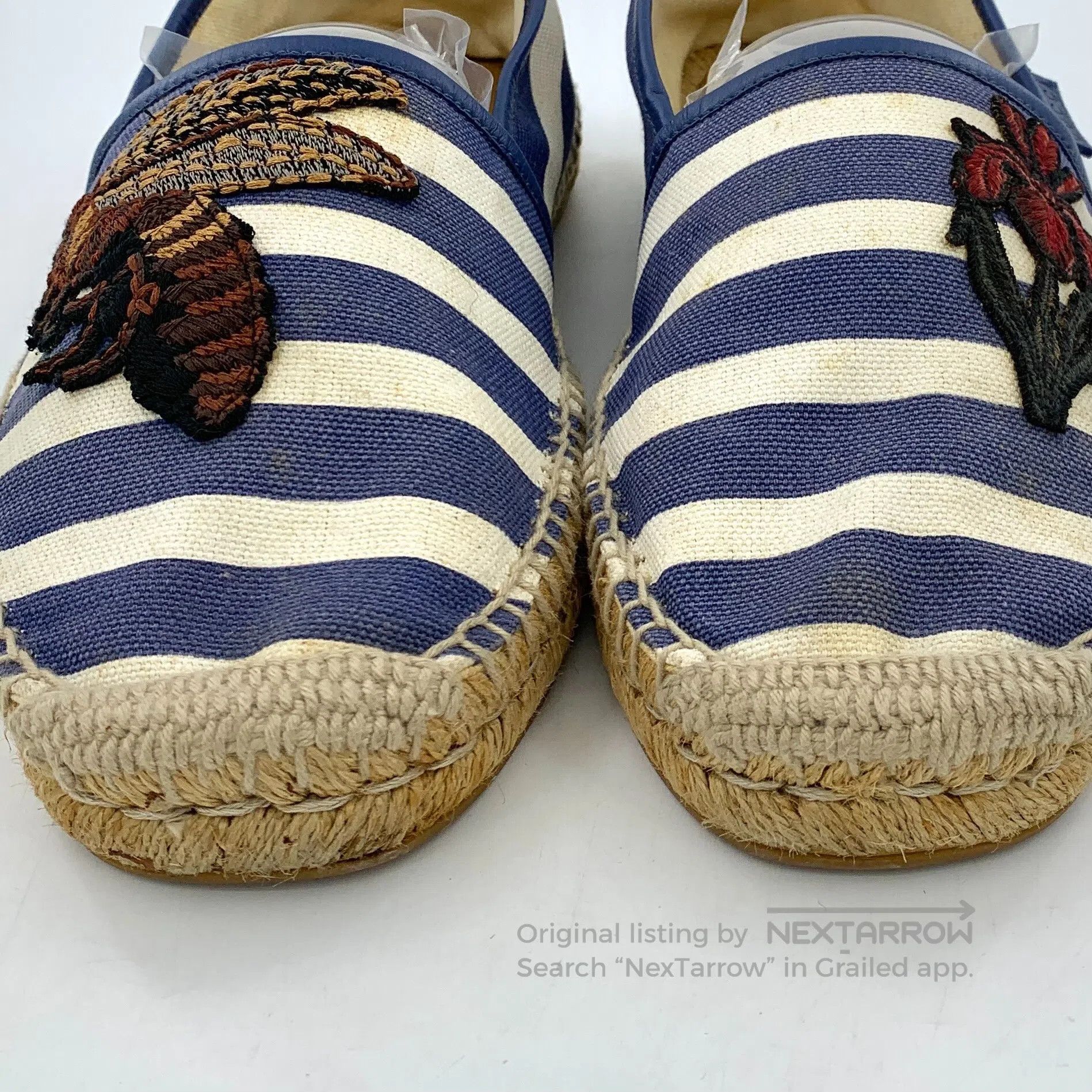 Gucci Guicci Blue striped floral embroidery casual flat fisherma Size US 9 / EU 42 - 8 Thumbnail