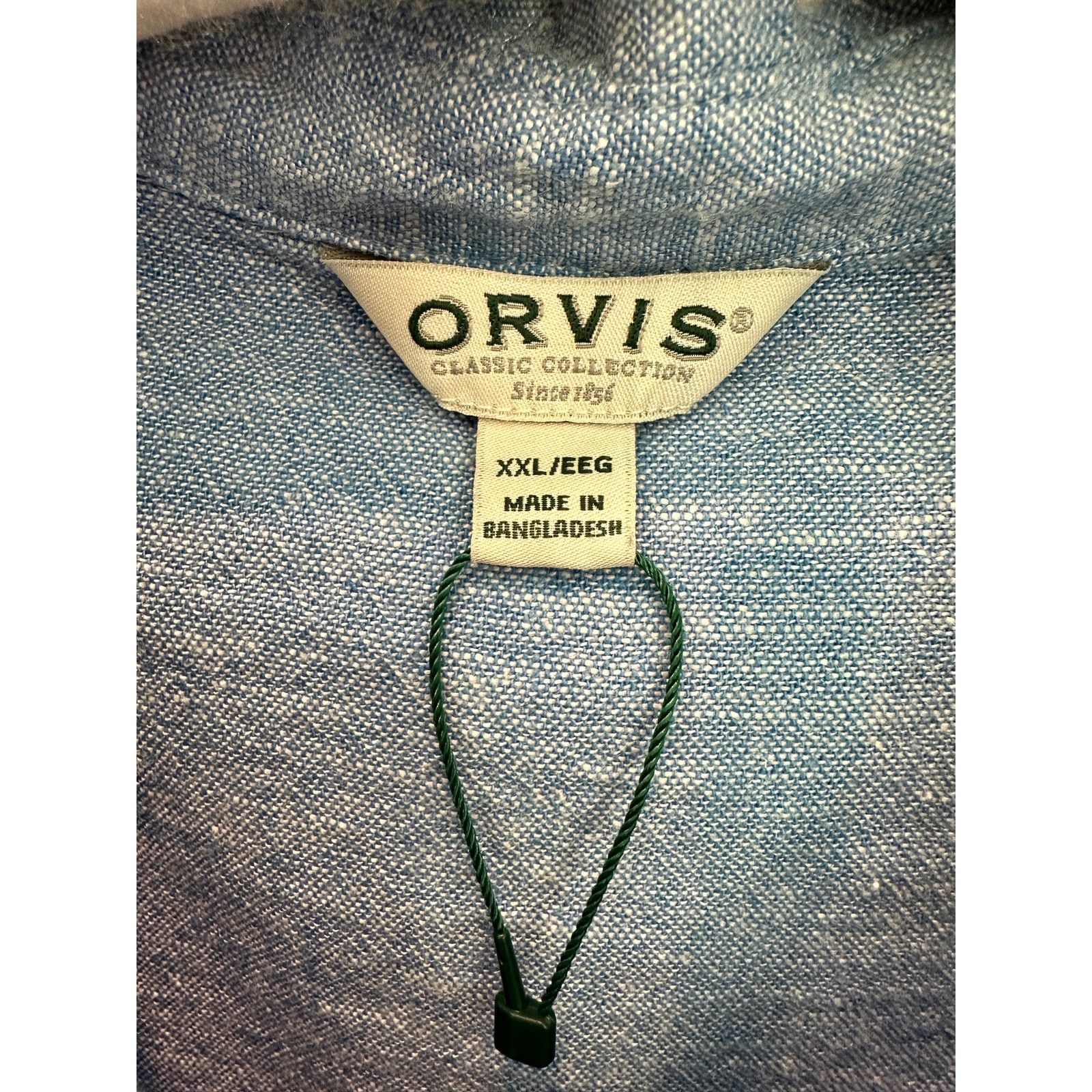 Orvis ORVIS | Blue Linen Blend Button Up Long Sleeve Shirt Size XXL / US 16-18 / IT 52-54 - 5 Thumbnail