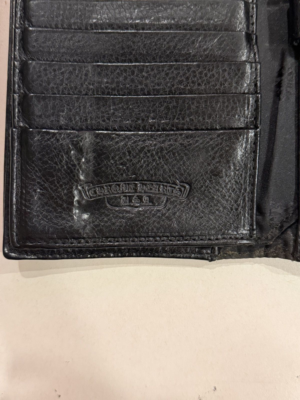 Chrome Hearts Chrome Hearts Black Leather Wave Wallet Silver Cross Balls Size ONE SIZE - 9 Thumbnail