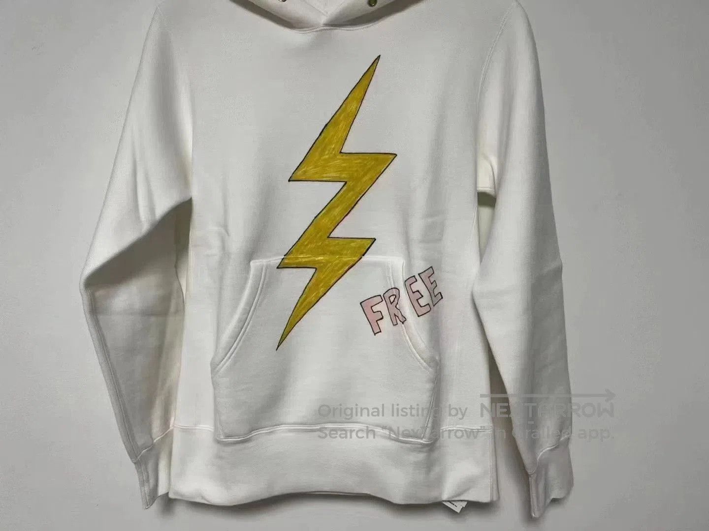 Visvim White Hoodie with Yellow Lightning Bolt and FREE Print. Size US M / EU 48-50 / 2 - 5 Thumbnail