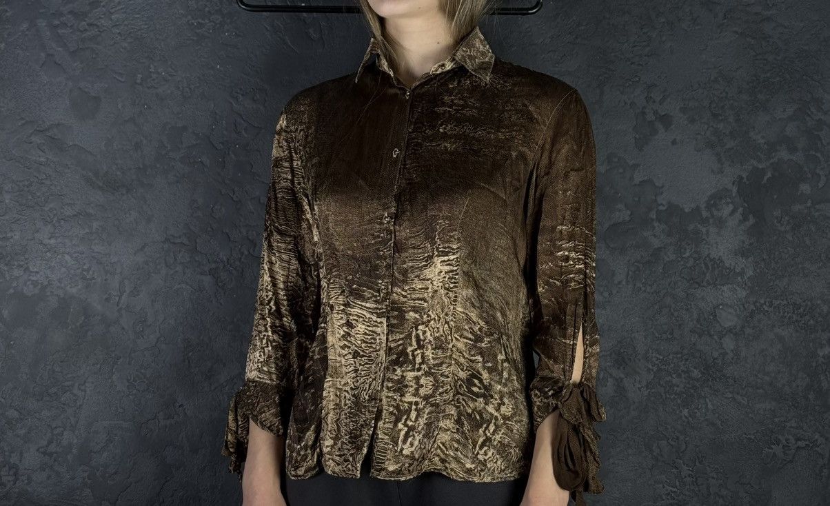 Roberto Cavalli VTG Roberto Cavalli Silk Snakeskin Print Long Sleeve Button Size S / US 4 / IT 40 - 1 Thumbnail