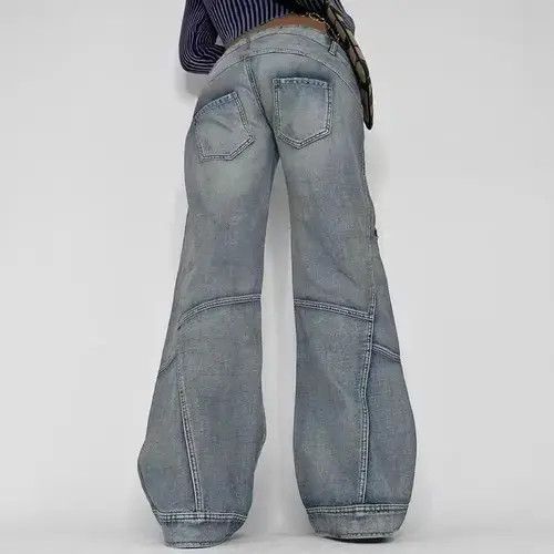 Designer Retro washed distressed irregular pocket cargo jeans Size 28" / US 6 / IT 42 - 2 Thumbnail
