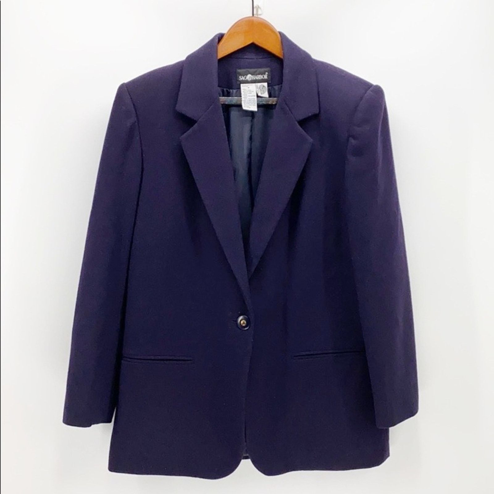 Vintage Vintage Sag Harbor wool blue boxy blazer oversized chic Size M / US 6-8 / IT 42-44 - 1 Thumbnail