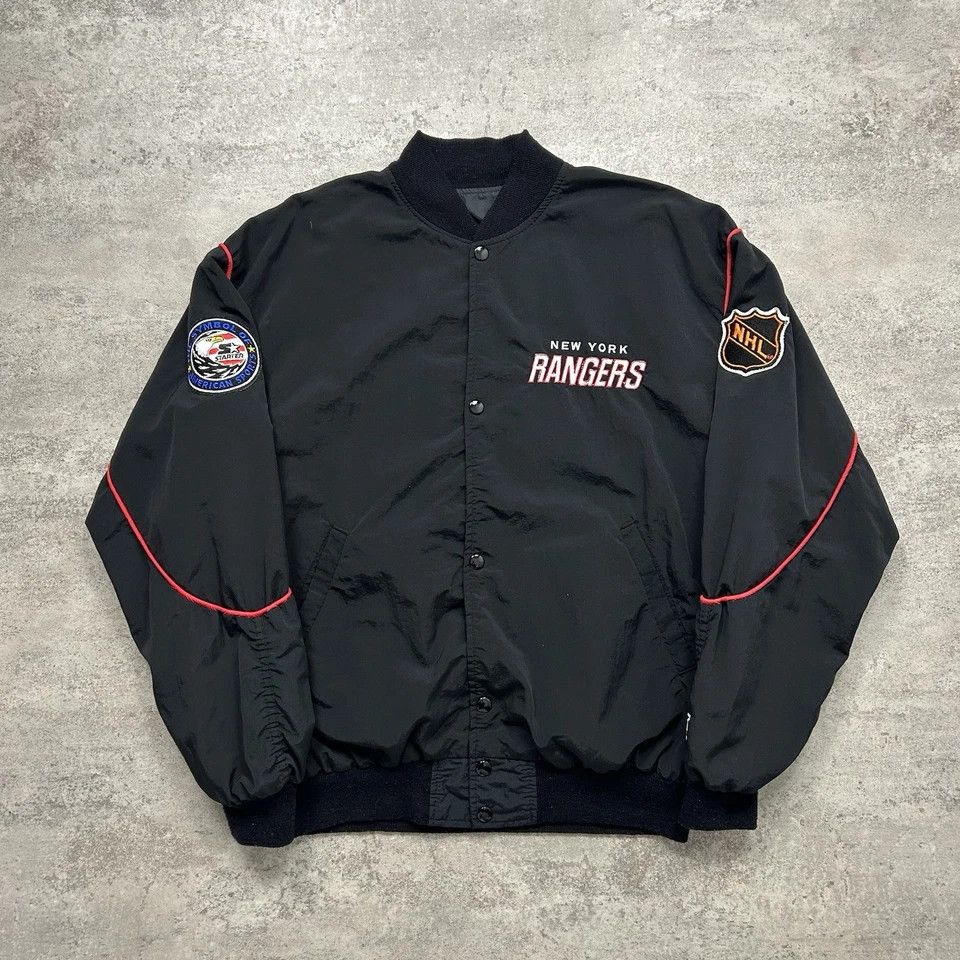 NHL × Starter × Vintage NHL NEW YORK RANGERS STARTER SATIN JACKET BOMBER BIG LOGO Size US L / EU 52-54 / 3 - 2 Thumbnail