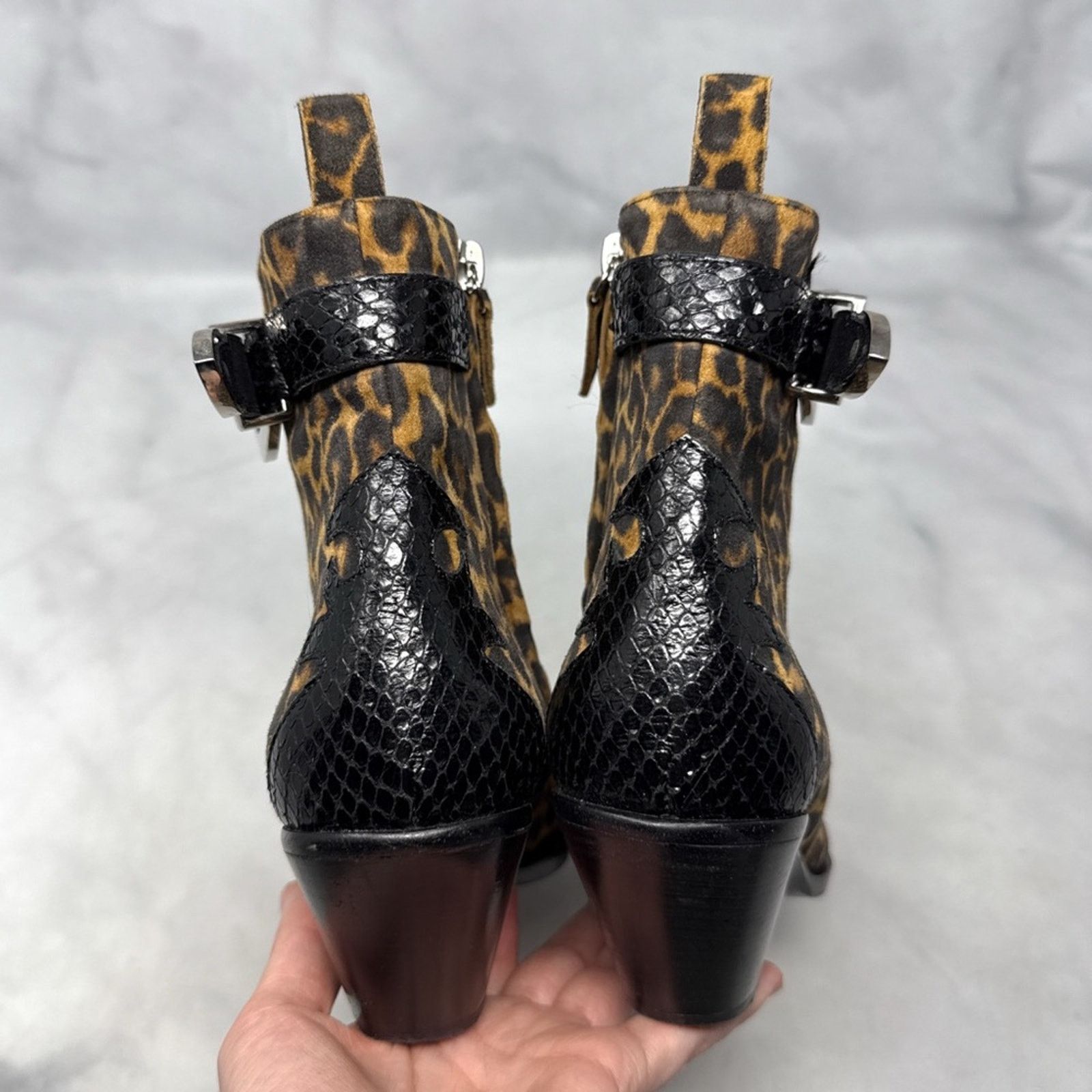 Giuseppe Zanotti Giuseppe Zanotti Leopard Suede Snakeskin Leather Ankle Boots Size US 7.5 / IT 37.5 - 7 Thumbnail