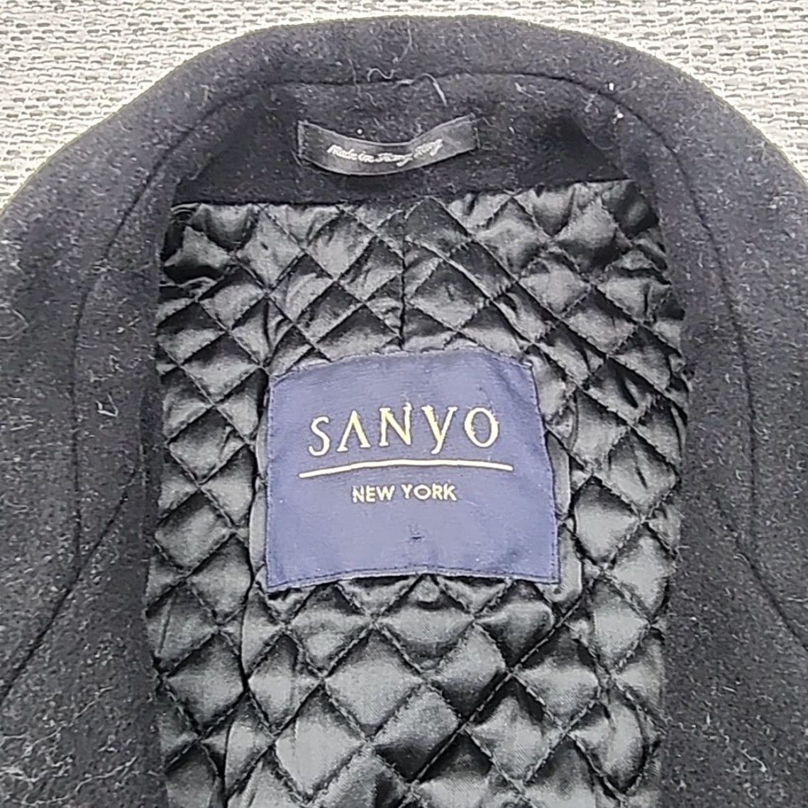 Vintage VINTAGE Sanyo Overcoat Mens Coat Wool Cashmere Blend Trench Long Button Front Large Black Stand-Up Collar Size US L / EU 52-54 / 3 - 5 Thumbnail