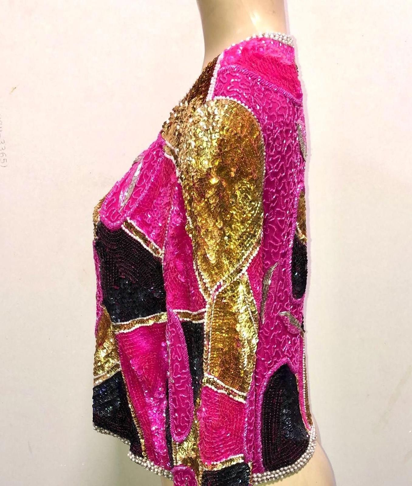 Designer Sequined Jacket Pink Gold size 14 Size XL / US 12-14 / IT 48-50 - 5 Thumbnail