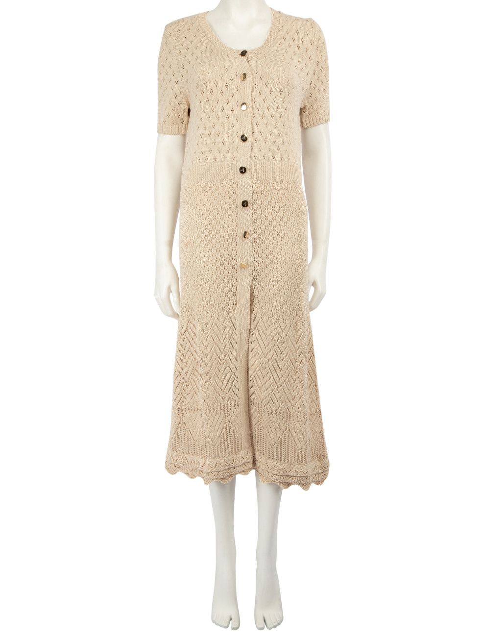 image of Altuzarra Beige Button Detail Knit Dress, Women's (Size Large)