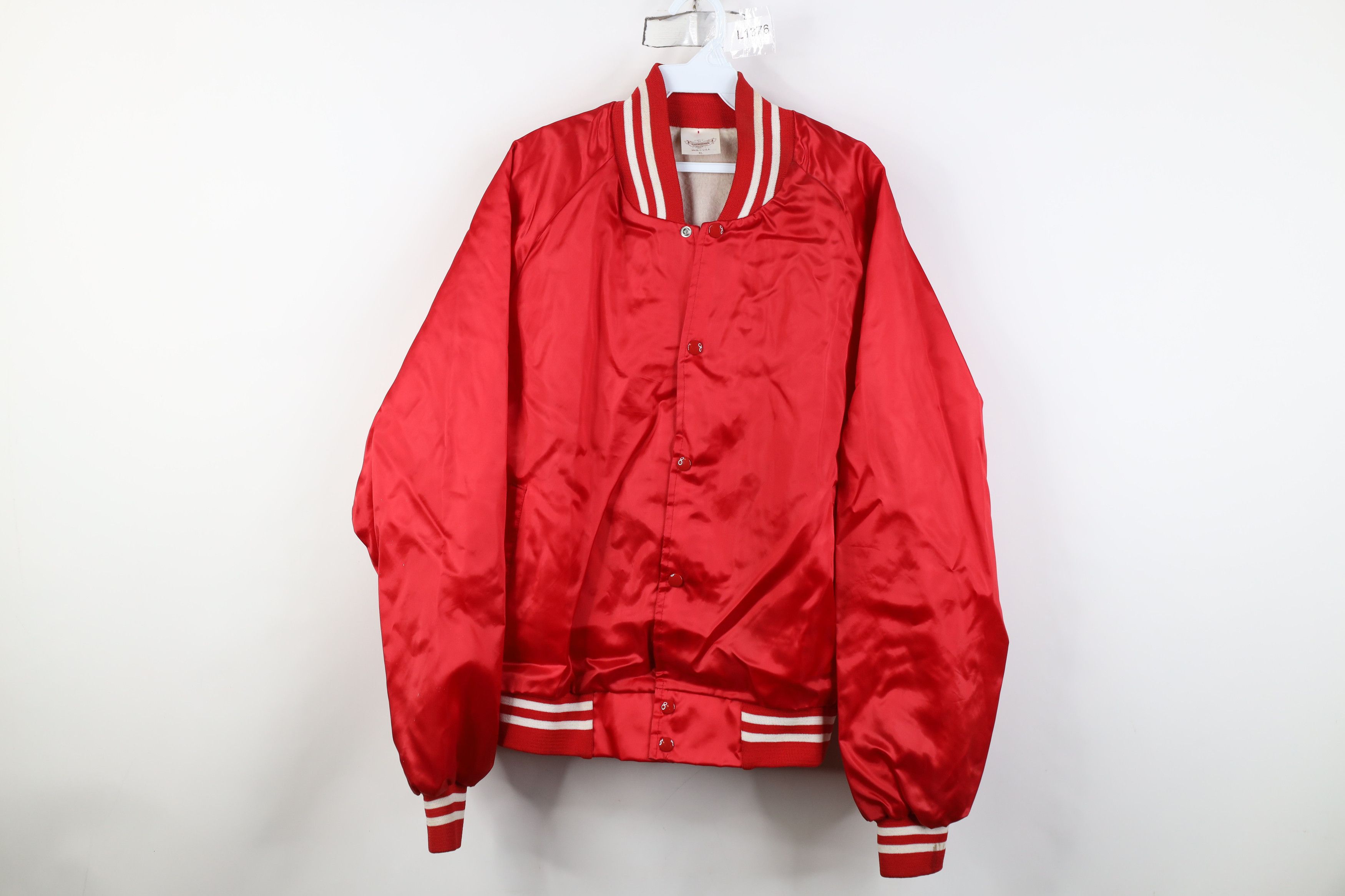 Vintage Vintage 80s Tupperware Star Lite Satin Bomber Jacket Red USA Size US XL / EU 56 / 4 - 2 Thumbnail