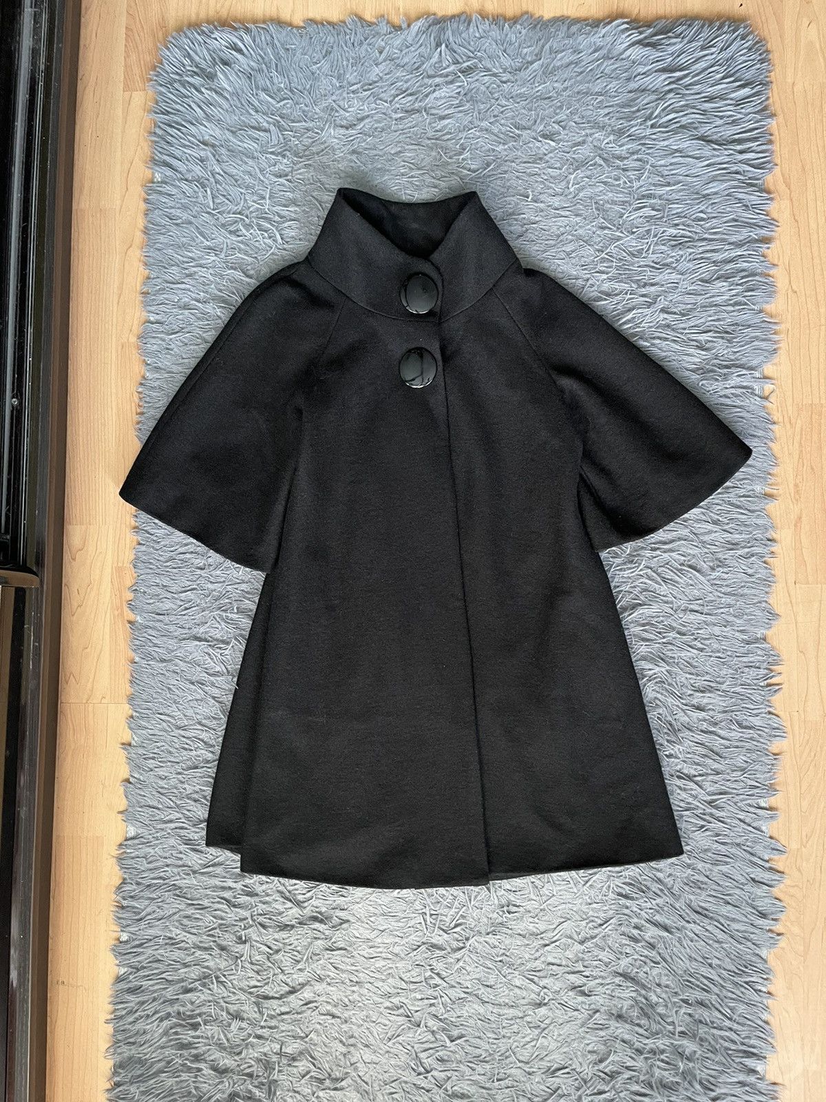 image of Max Mara Wool Cashmere Alpaca Cape Coat Jacket in Black, Women's (Size Small)