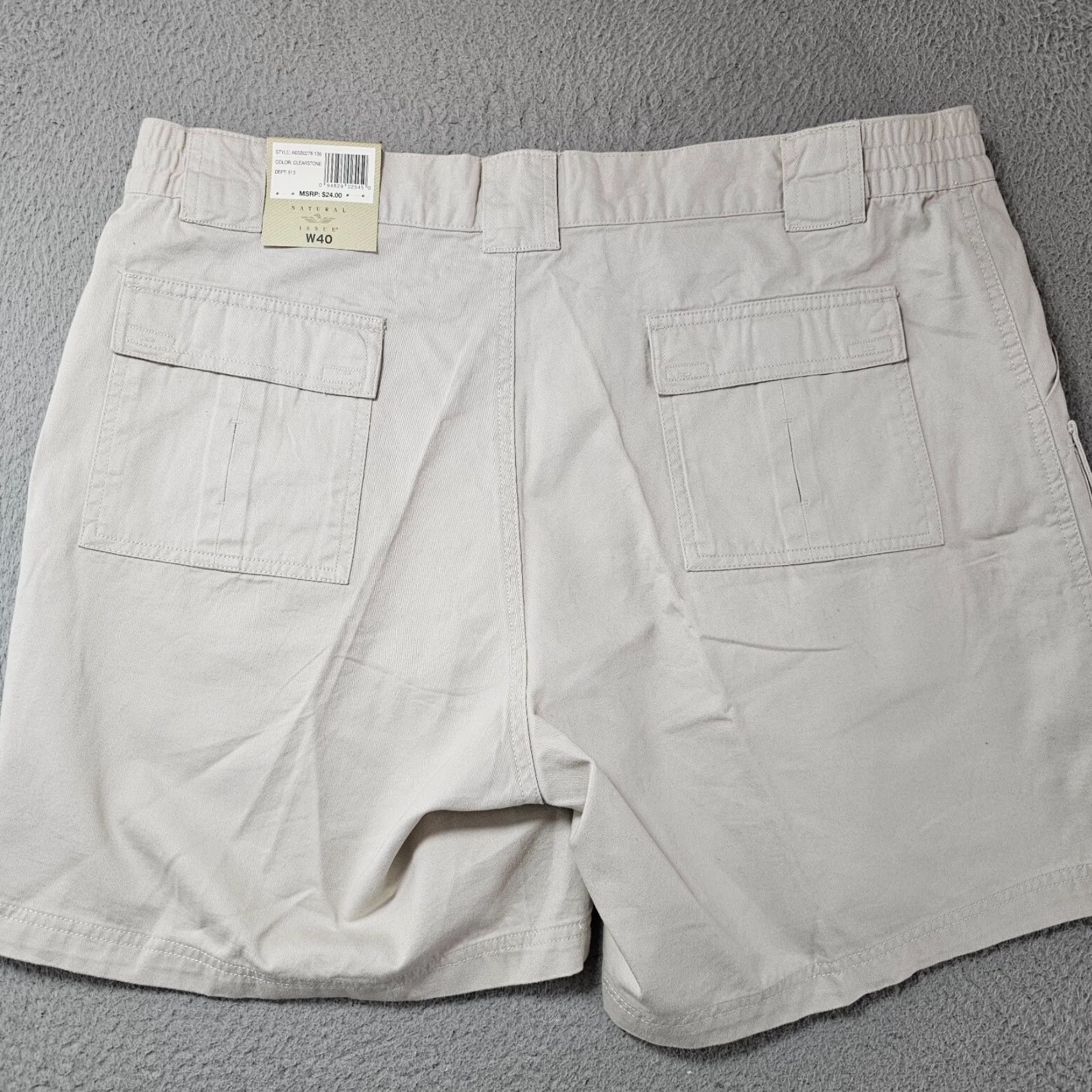 Vintage Natural Issue Shorts Mens 40 Stone Beige Cotton Cargo 7" Inseam Chinos Outdoor Golf Slim Regular Waist 40 Size US 40 / EU 56 - 3 Thumbnail