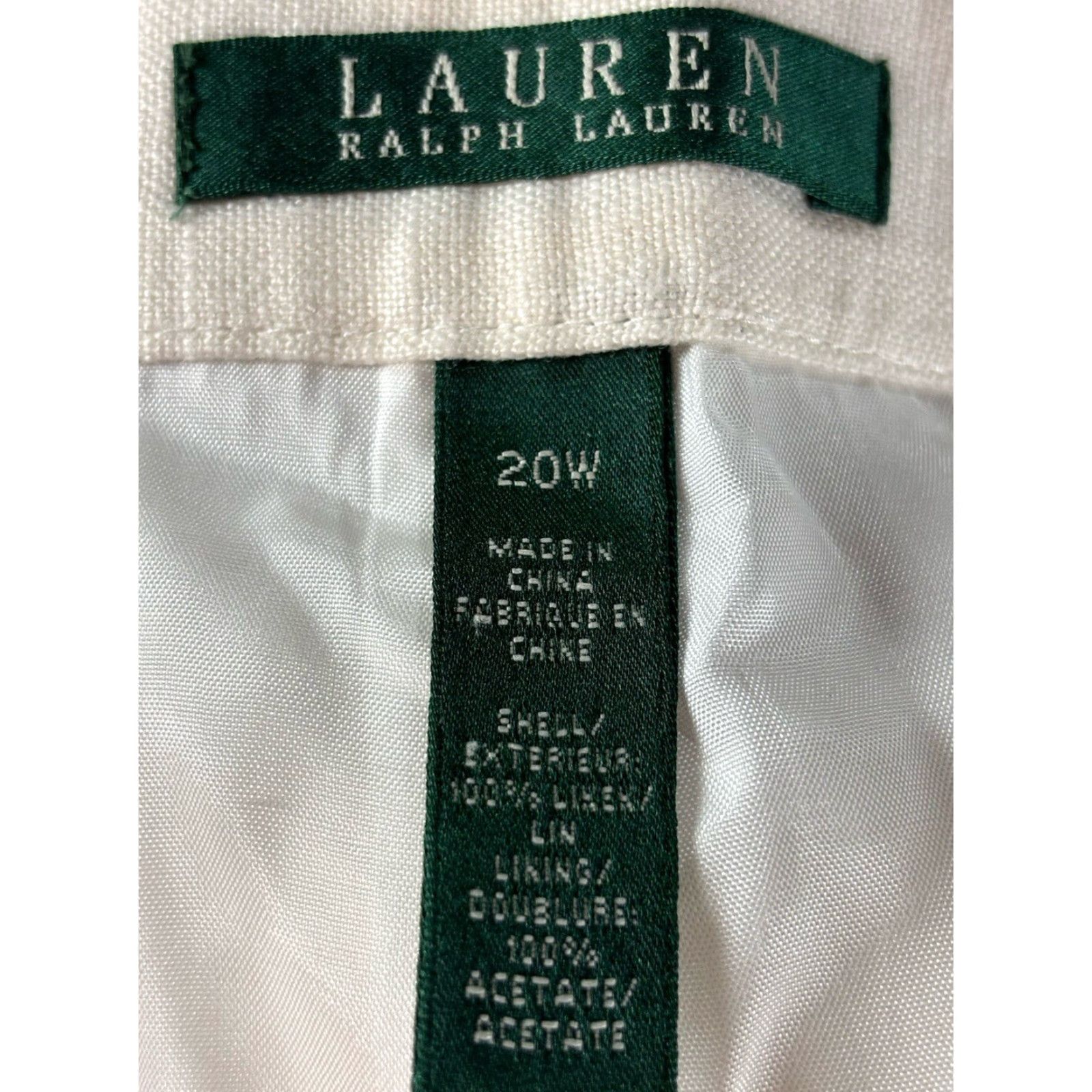 Ralph Lauren Lauren Ralph Lauren Linen Pants Womens 20W Plus Ivory Dress Pants Career Wear Size 42" / US 20 - 6 Thumbnail