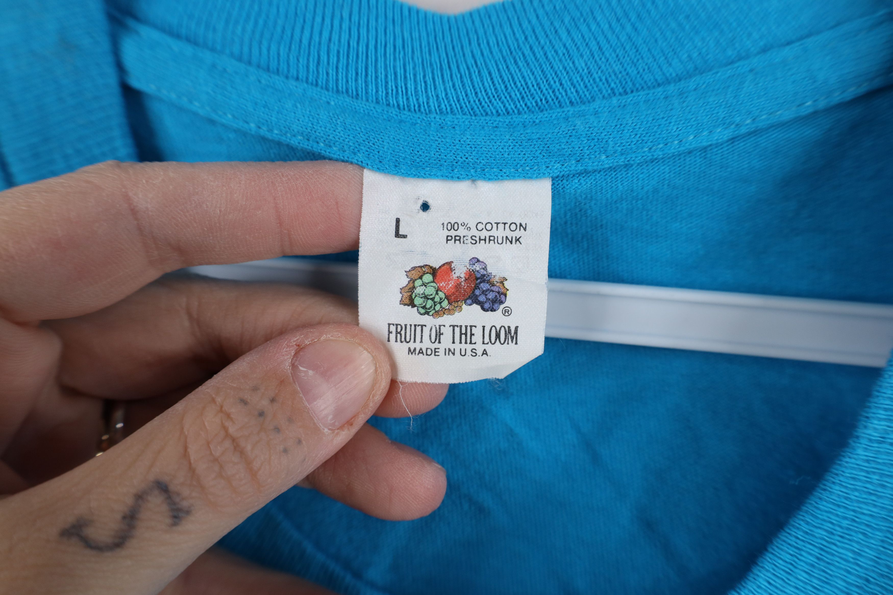 Vintage Vintage 90s Streetwear Blank Cotton Pocket T-Shirt Blue USA Size US L / EU 52-54 / 3 - 8 Thumbnail
