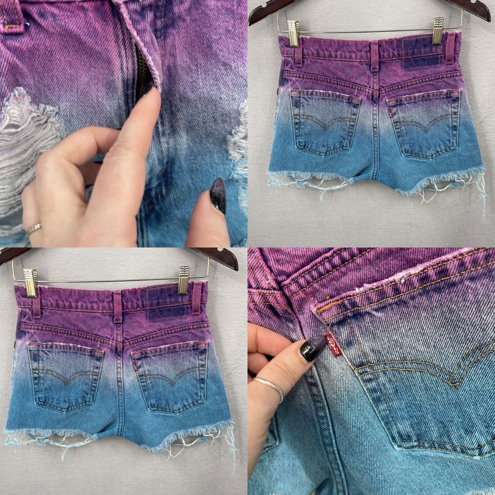 Levi's VINTAGE Levi's Boho Cut-Off Shorts Womens 7 JR Distressed Denim Blue 90s Size 28" / US 6 / IT 42 - 8 Thumbnail
