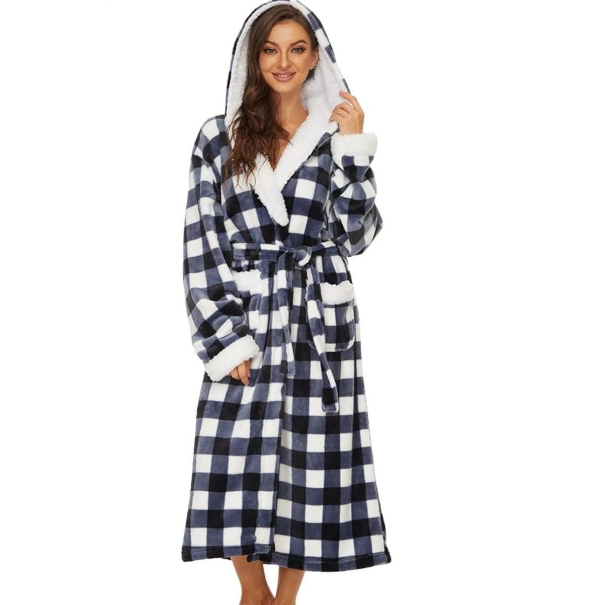 The Unbranded Brand Robe for Women Long, Soft Warm Fleece Hooded SIZE SMALL Size ONE SIZE - 1 Thumbnail