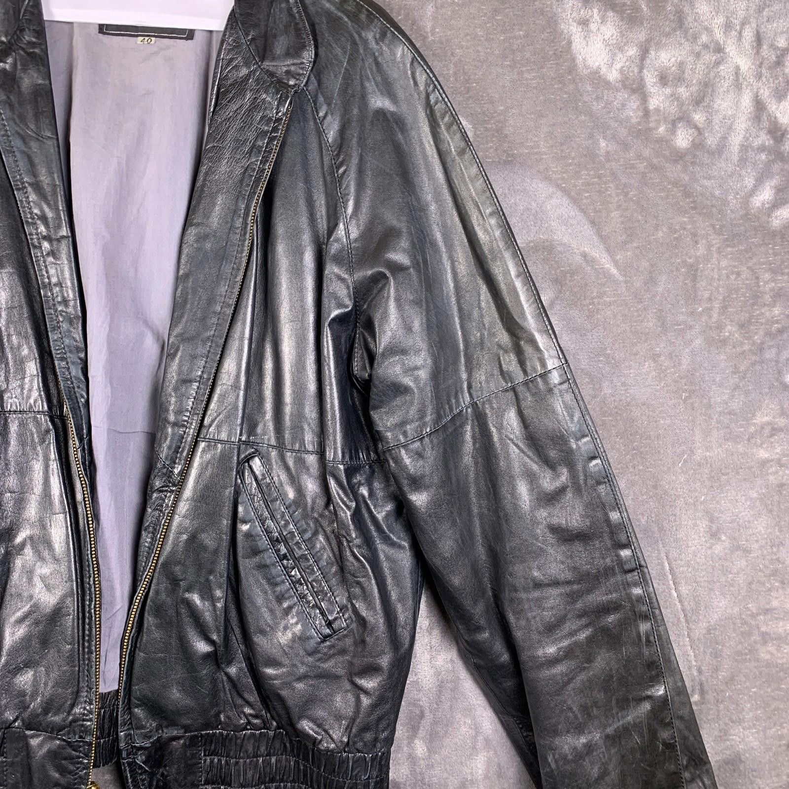 Saks Fifth Avenue Vintage Mens Saks Fifth Ave Black Leather Jacket Sz. 40 (303 Size US M / EU 48-50 / 2 - 3 Thumbnail