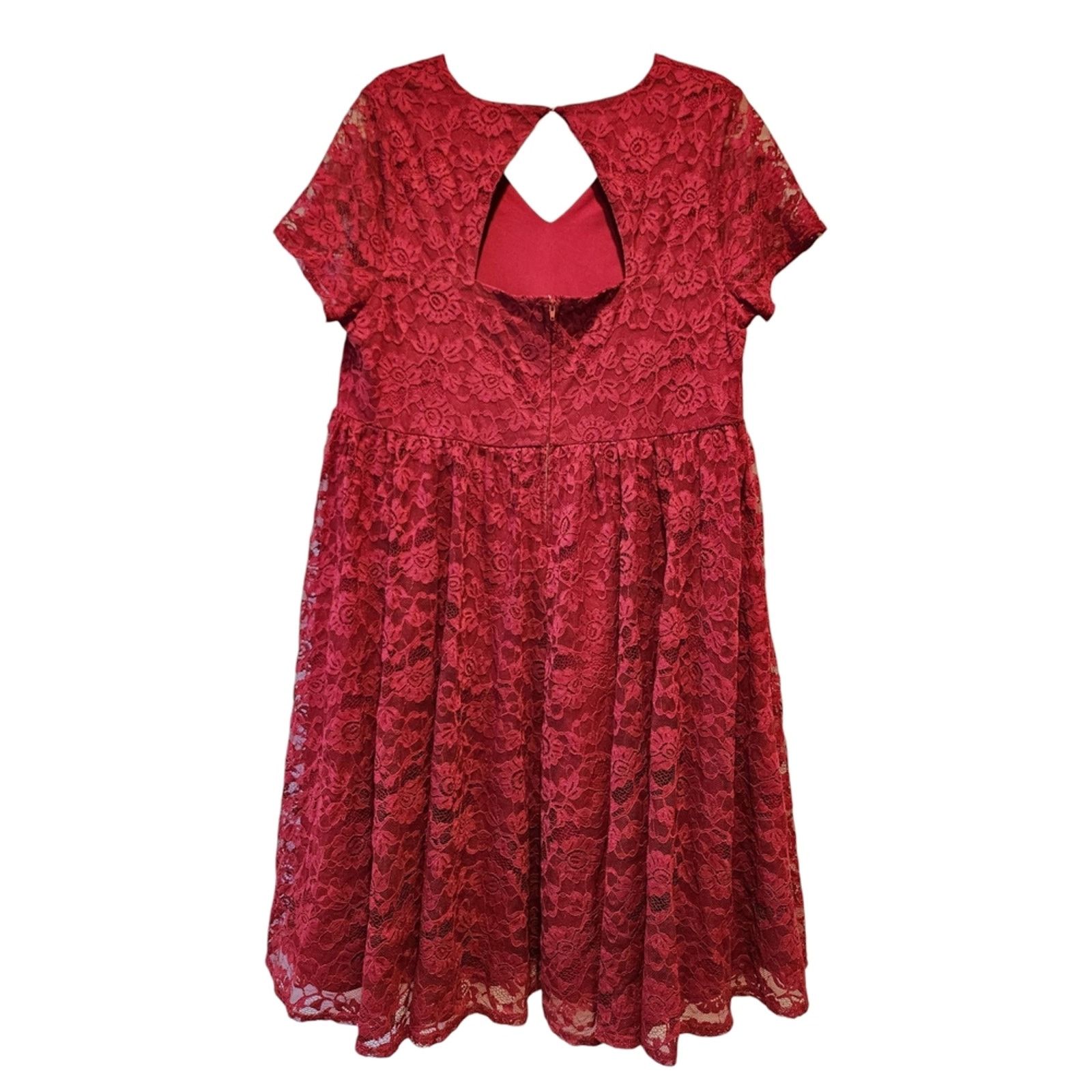 Torrid Burgundy Red Lace Short Sleeve Midi Dress - Size 18