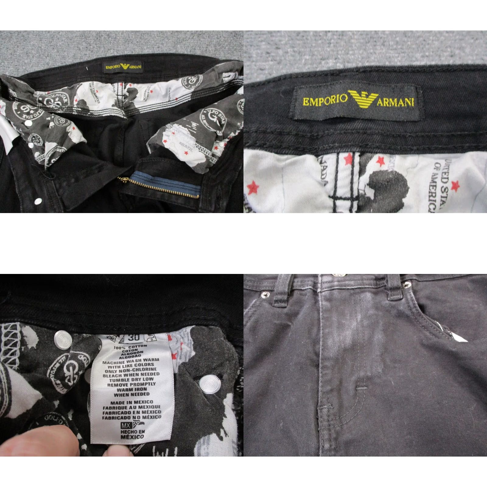 Emporio Armani Emporio Armani Jeans Mens 30 Black Denim Straight Designer Casual Slim Jeans Regular Boys? Size US 29 - 8 Thumbnail