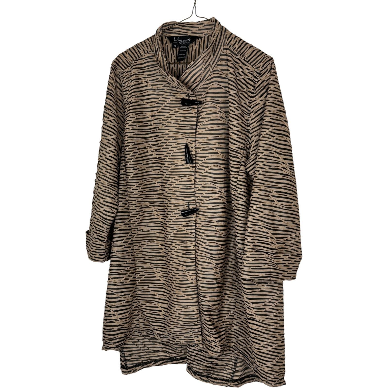 Other Vincente Shawl Shrug XL Brown Black Striped Textured Size XL / US 12-14 / IT 48-50 - 4 Thumbnail