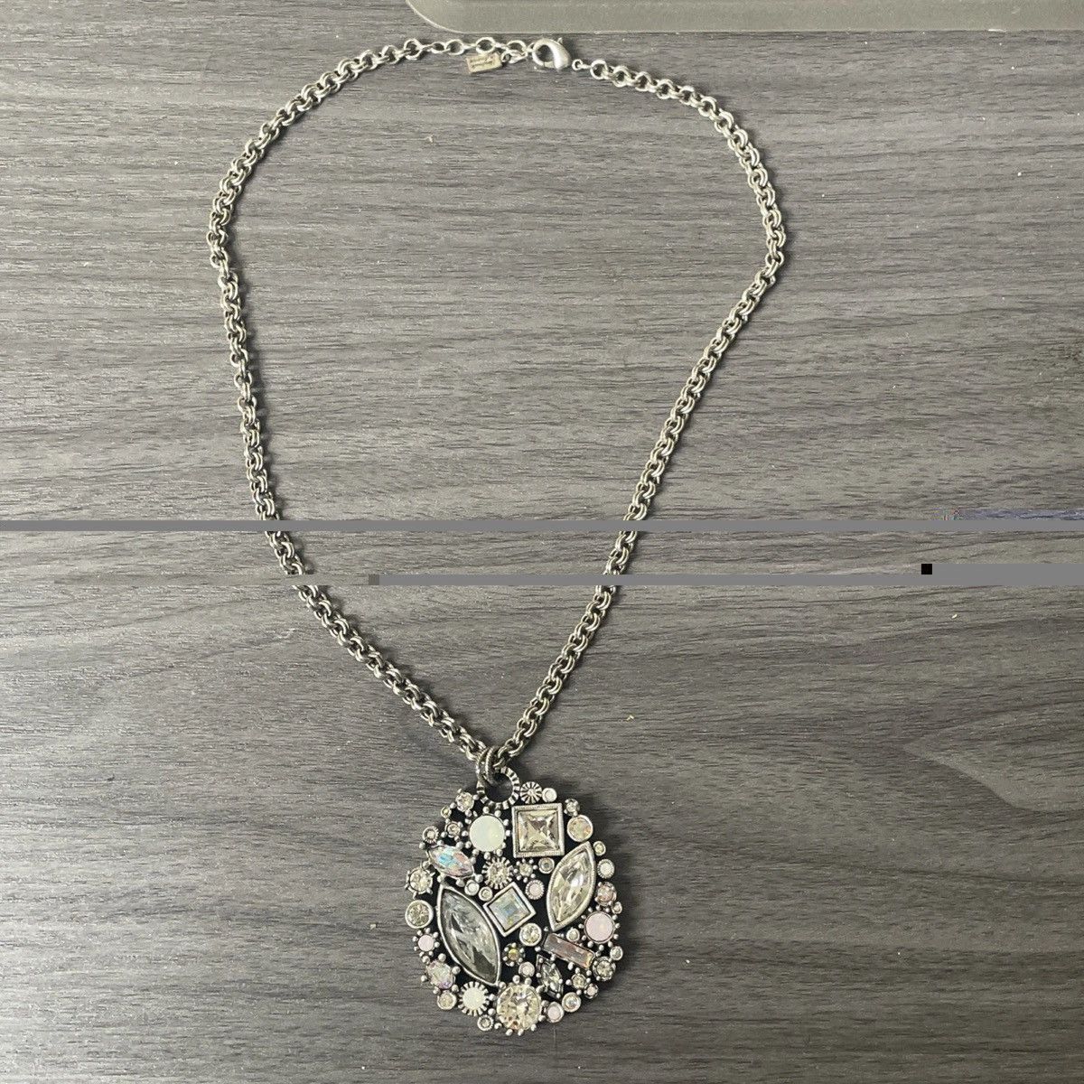 Other Locke Signed Silver Tone Rhinestone Pendant Necklace Size ONE SIZE - 4 Thumbnail