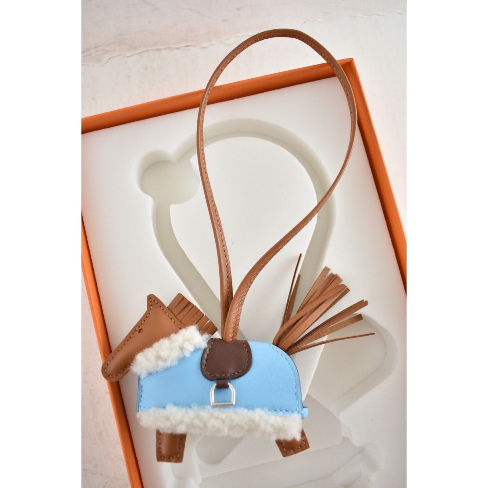 Hermes Hermes Horse Rodeo Robeo Plush Blue Celeste Milo Leather Size ONE SIZE - 7 Thumbnail