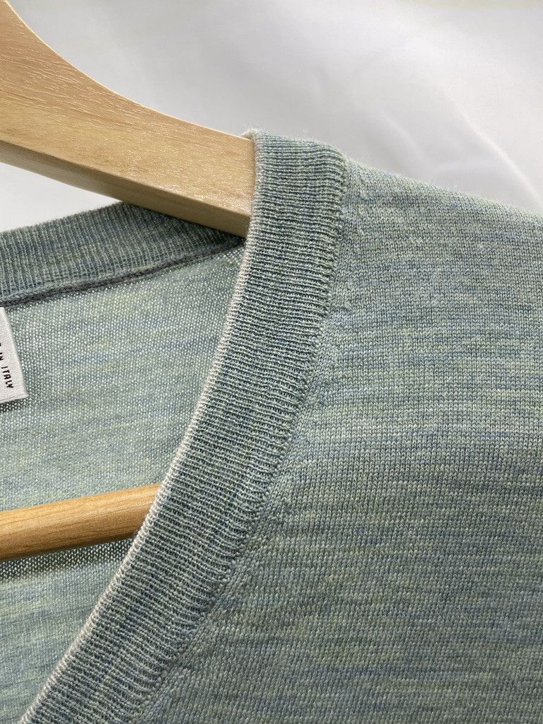 Brunello Cucinelli BRUNELLO CUCINELLI Green V Neck Cashmere Silk Sweater Size US M / EU 48-50 / 2 - 10 Thumbnail