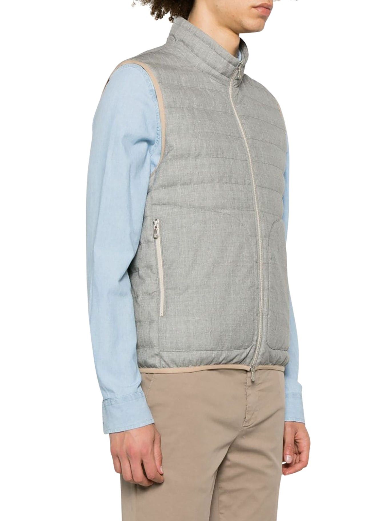 Brunello Cucinelli o1mle0725 Padded Wool Gilet Vests in Gray Size US XXL / EU 58 / 5 - 4 Thumbnail
