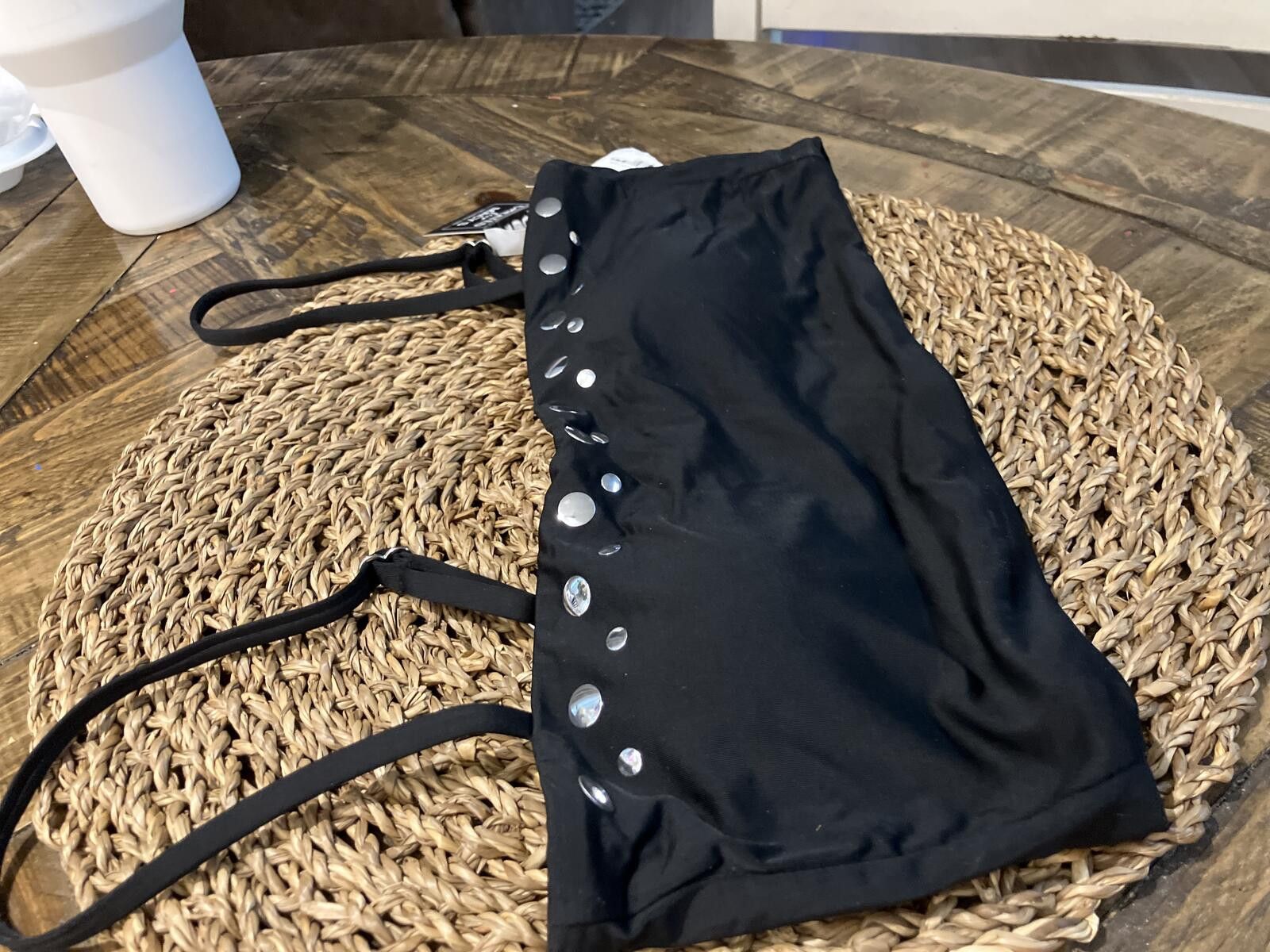Other Nailheads NWT Bar lll Black Crop Top Stud Detailing, Size S Size ONE SIZE - 3 Thumbnail