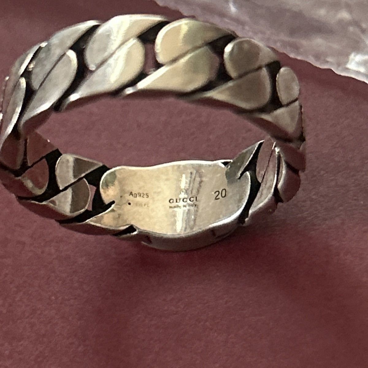 Gucci Gucci Sterling Silver Interlocking Curb Chain Ring Ag 925 Size ONE SIZE - 5 Thumbnail