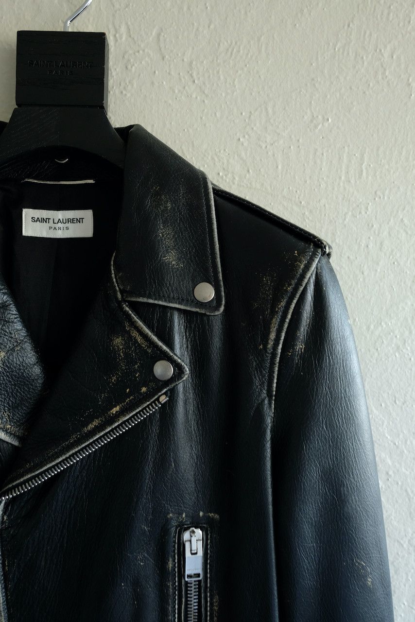 Saint Laurent Paris Saint Laurent Paris Distressed Leather L01 Biker Jacket Size US M / EU 48-50 / 2 - 2 Thumbnail