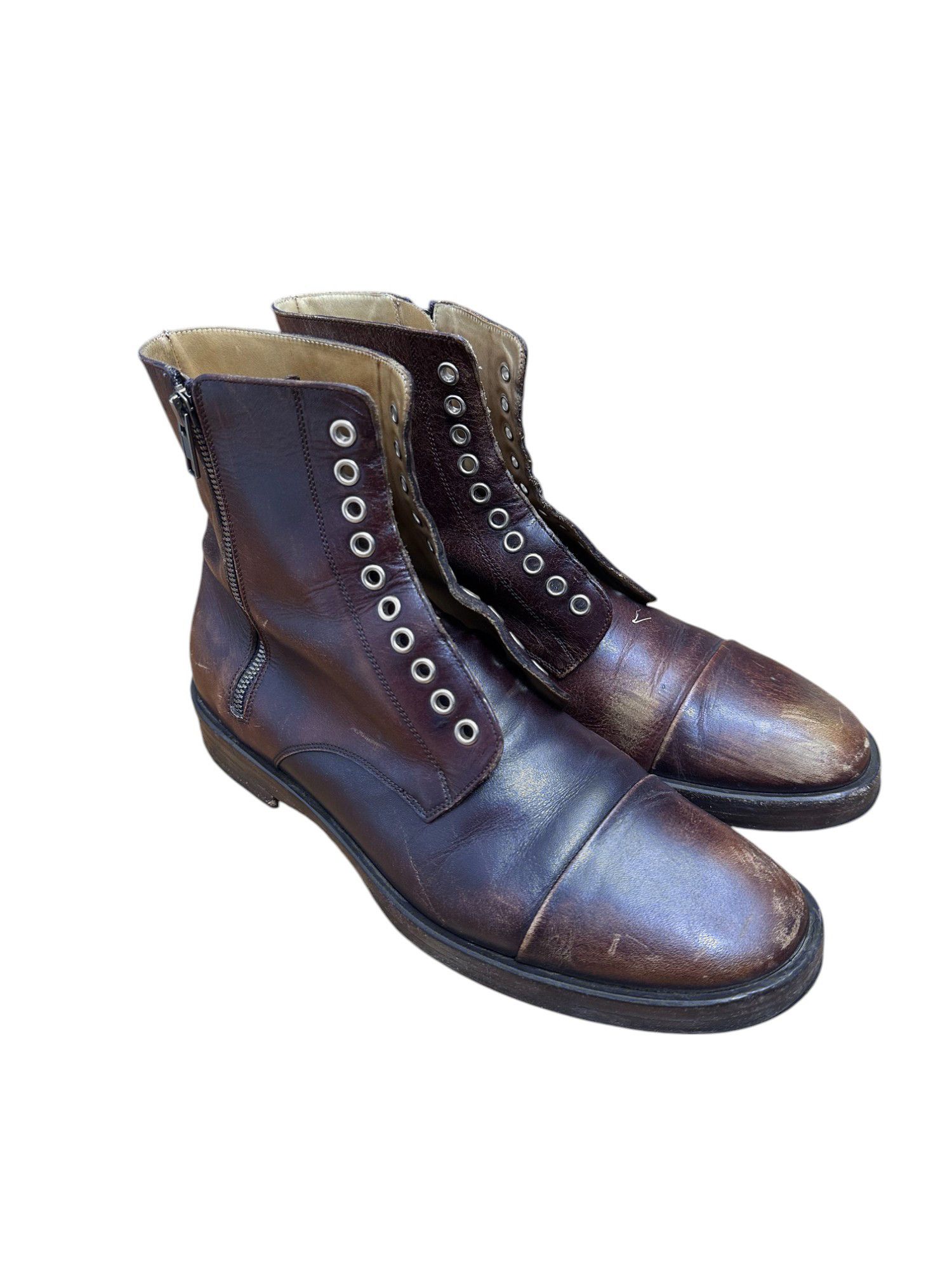 Maison Margiela Brown Zipped Ankle Boots Size US 8.5 / EU 41-42 - 2 Thumbnail
