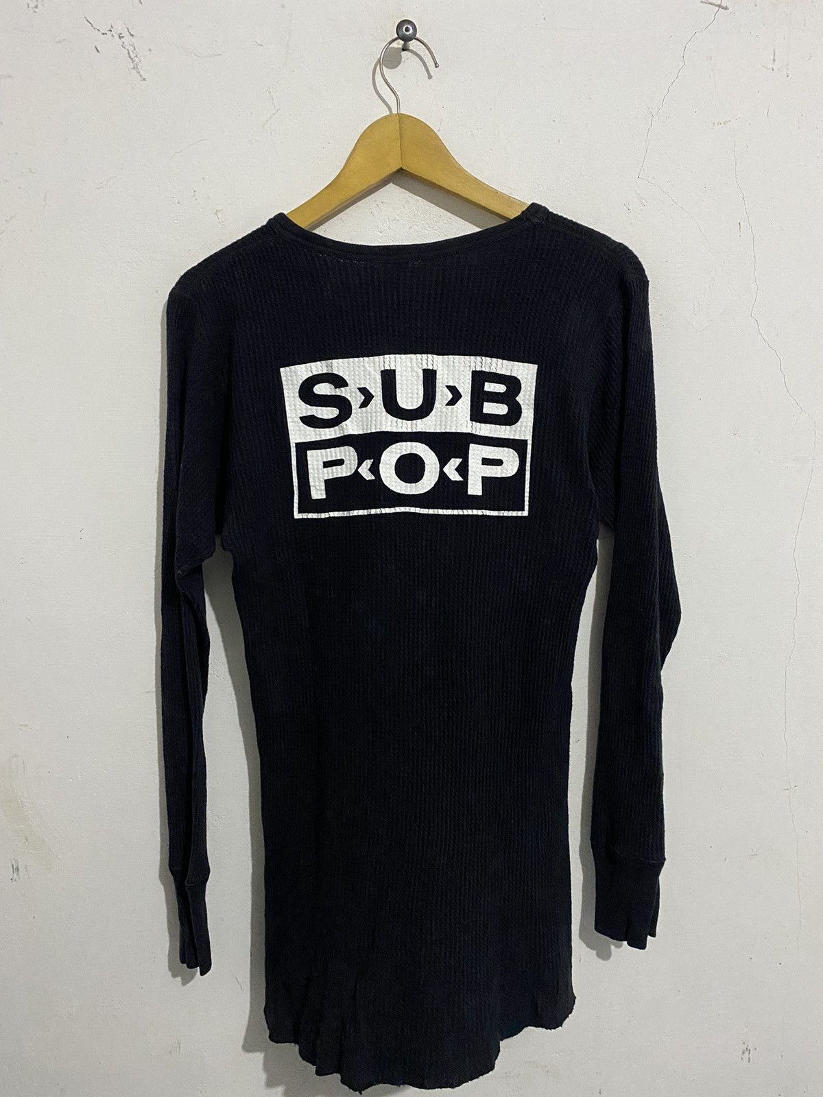 image of Band Tees x Beauty Beast Beams Japan X Subpop Record Waffle Longsleeve in Black, Men's (Size Medium
