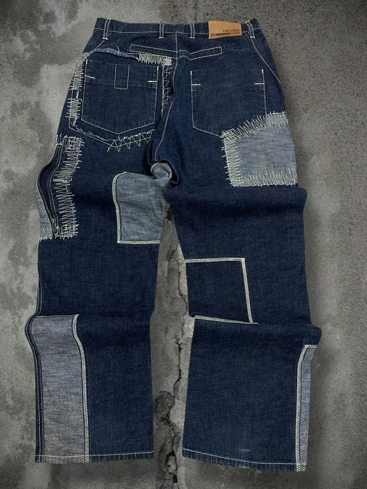 Japanese Brand Vintage 1990s Japan Designer Phat Farm Patchwork Denim Size US 32 / EU 48 - 9 Thumbnail