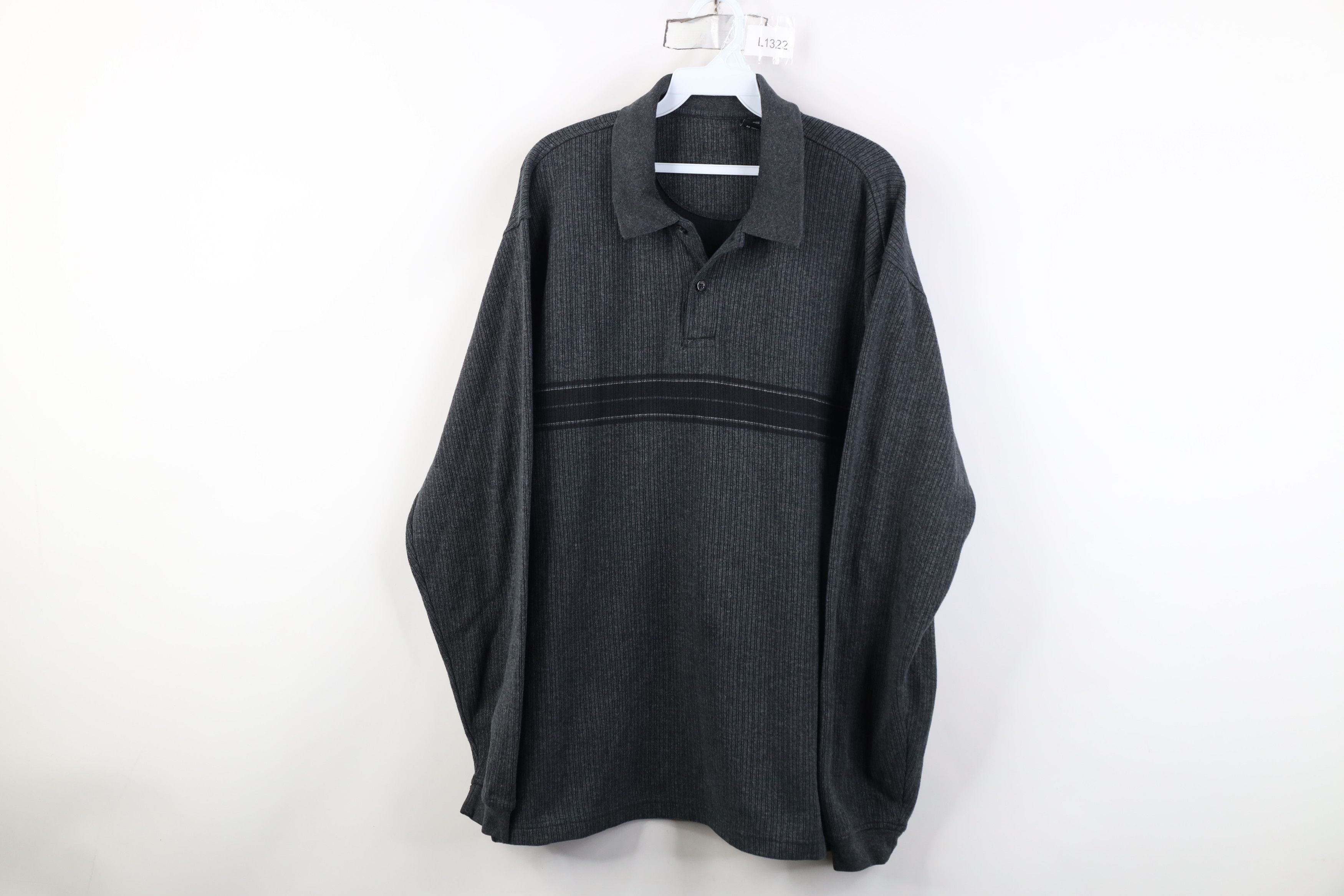 Vintage Vintage 90s Streetwear Ribbed Knit Long Sleeve Rugby Polo Size US L / EU 52-54 / 3 - 1 Thumbnail