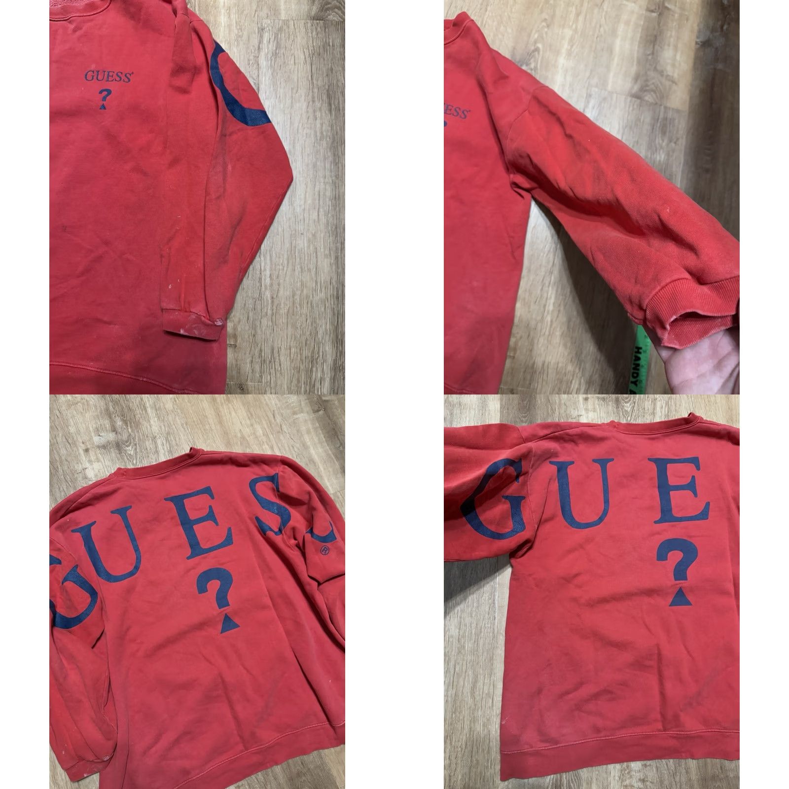 Guess VINTAGE Guess Spellout Sweatshirt Crewneck Red Mens M 90s Thrashed, 1990s, USA, Pullover, Regular Size US M / EU 48-50 / 2 - 8 Thumbnail