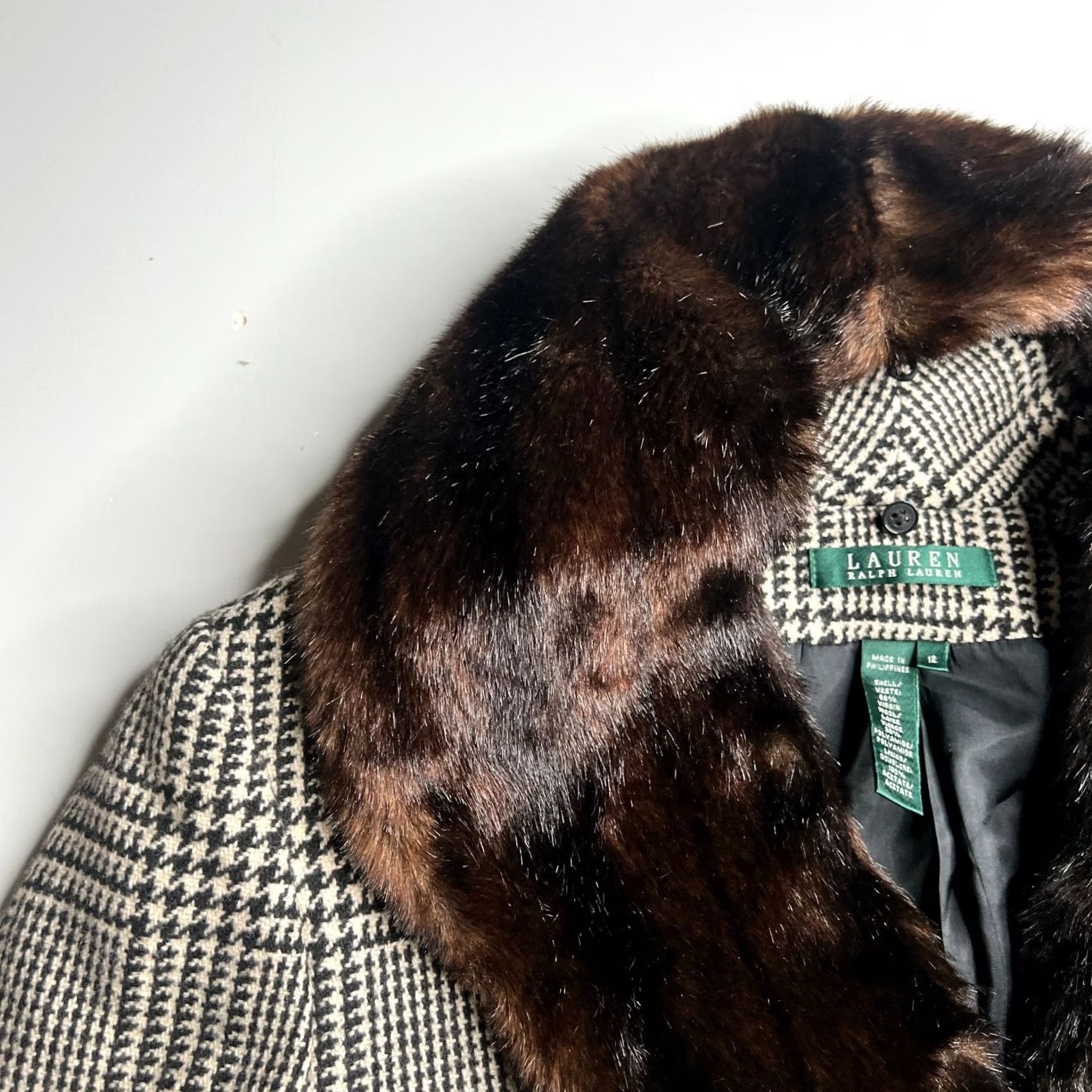 Ralph Lauren VINTAGE Ralph Lauren Equestrian Wool Blazer Jacket Faux Fur Collar Brown Plaid Size 12 Size XL / US 12-14 / IT 48-50 - 4 Thumbnail
