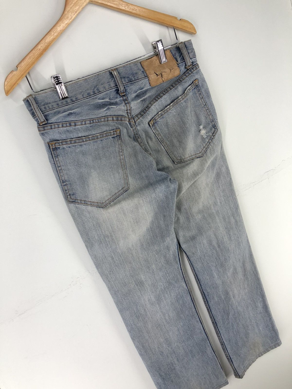 Japanese Brand Vintage Union Station Distressed Light Wash Jeans Size US 30 / EU 46 - 16 Thumbnail