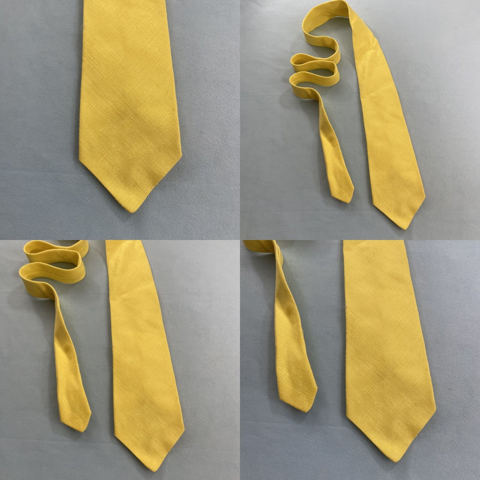 Vintage VINTAGE Rooster Irish Linen Necktie Vtg 70s Woven Tie Textures Solid Yellow 4x56 Capsule Necktie Mens Tie Size ONE SIZE - 11 Thumbnail