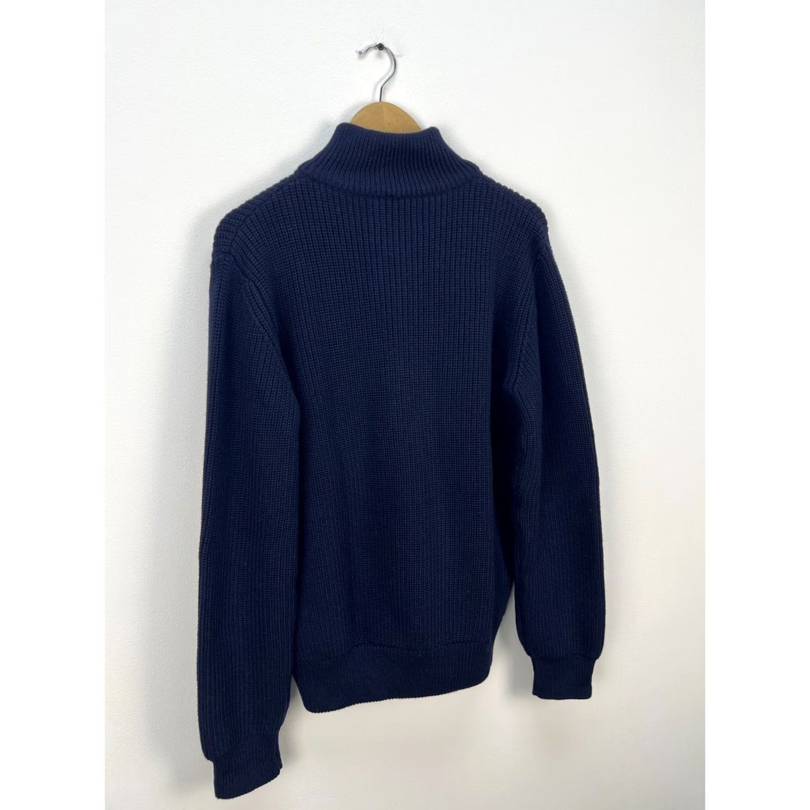 Mr P. Mr P. Porter Merino Wool Zip Up Cardigan Sweater Navy Men's Size M Size US M / EU 48-50 / 2 - 6 Thumbnail