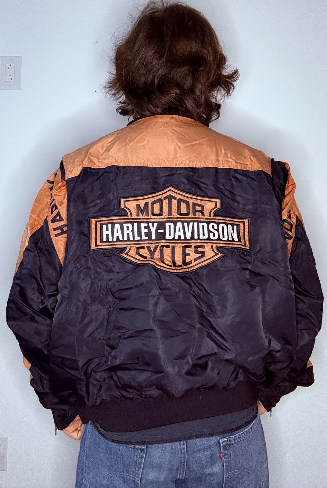 Harley Davidson Vintage Harley Davidson Riding Shield Nylon Bomber Jacket Size US L / EU 52-54 / 3 - 1 Thumbnail