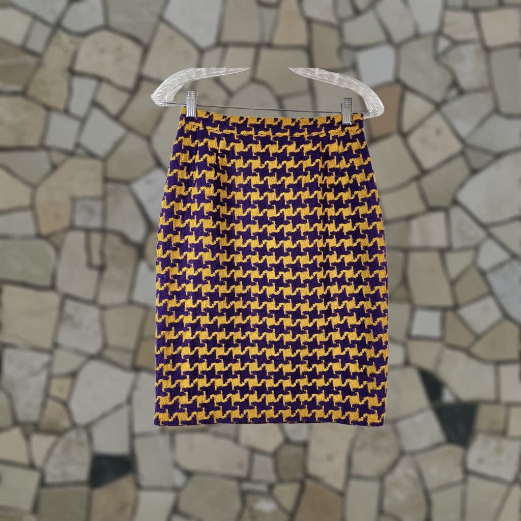 Valentino Valentino Skirt Women Knee Length Houndstooth Lined Size 8 Multicolor Pencil Straight Womens Size 30" / US 8 / IT 44 - 1 Thumbnail