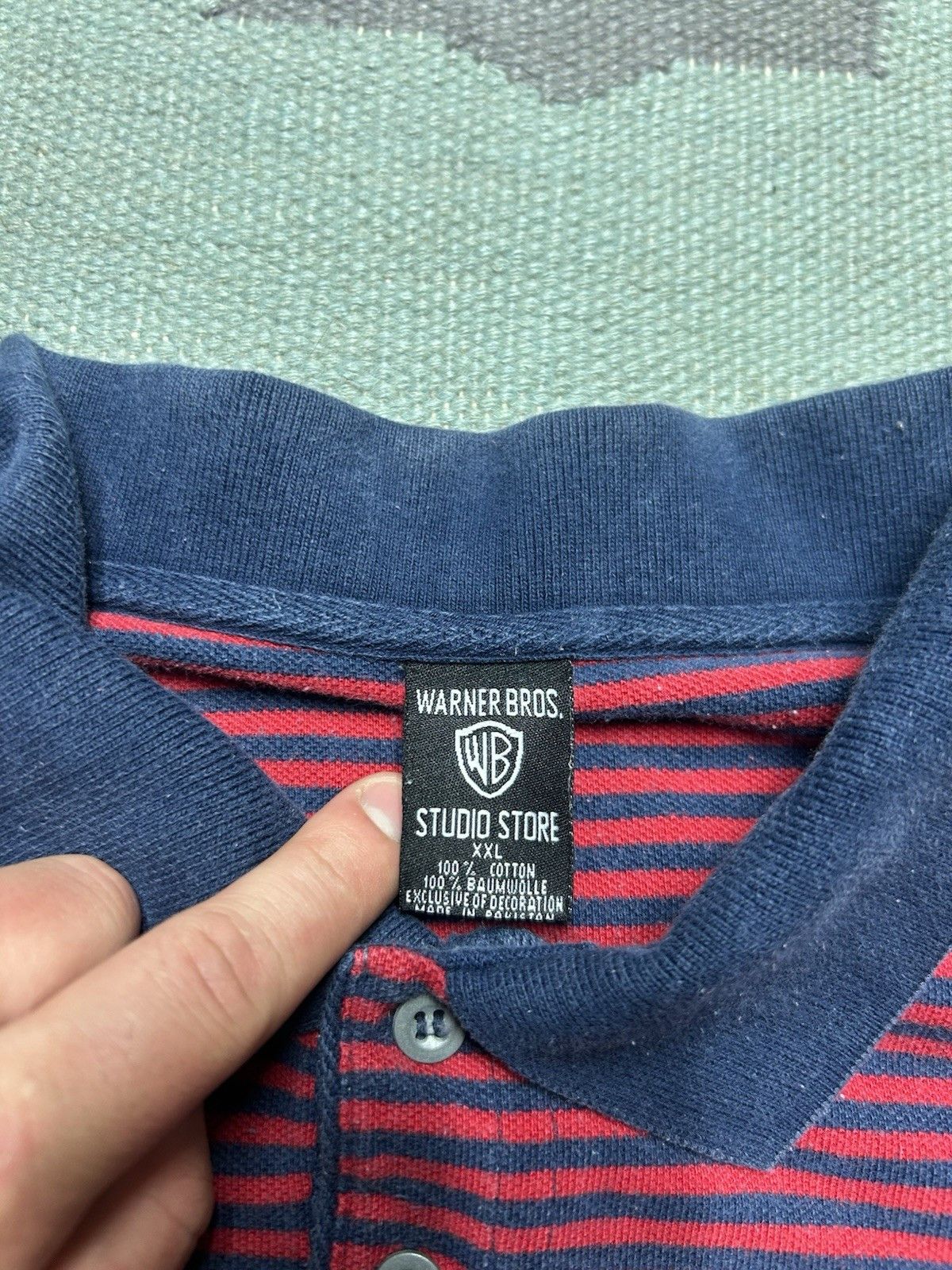 Vintage Vtg polo shirt bugs bunny Warner bros striped cartoon XXL Size US XXL / EU 58 / 5 - 4 Thumbnail