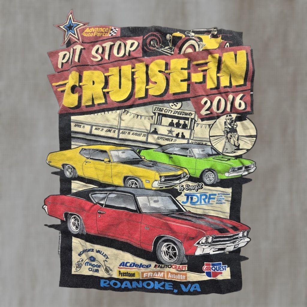 Hanes Hanes Brand Pit Stop 2016 Roanoke VA T-Shirt Men's Large L White Cotton Logo Race Car Vintage Yes | Advance Auto Parts Compatible Shirt Size US L / EU 52-54 / 3 - 1 Thumbnail